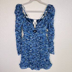 Sabina Musayev Dress Women Small Chiffon Ruched Bodycon Mini Allison Free People